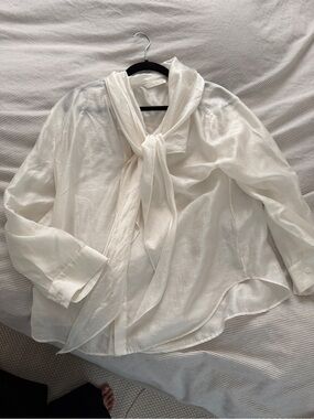 Zara Cream Tie-Neck Blouse